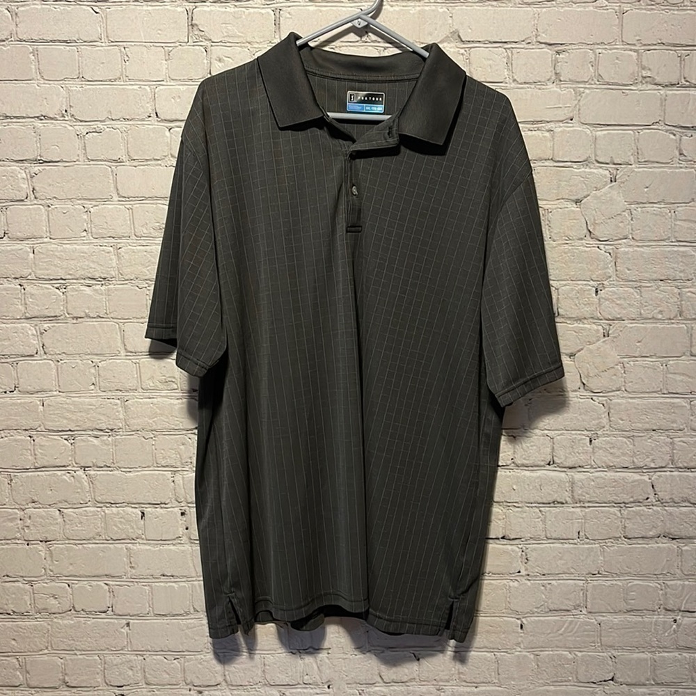 𝅺PGA Tour Polo Size XXL Gray Plaid Short Sleeve Golf